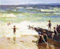 印象派のビーチで海水浴する人たち エドワード・ヘンリー・ポットハスト